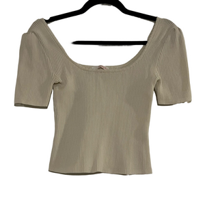 Camaieu Elegant Cream Ribbed Women's Top